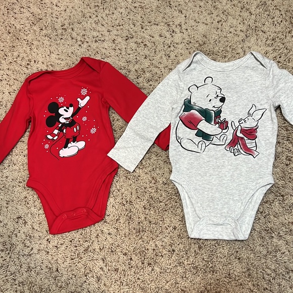 Disney Other - BNWOT 18M Disney super soft Mickey Mouse/Winnie the Pooh holiday bodysuits!